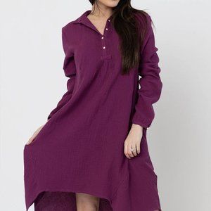 Nursing Queen Long Sleeve Button Down Nursing / Pumping Dress Purple Boysenberry